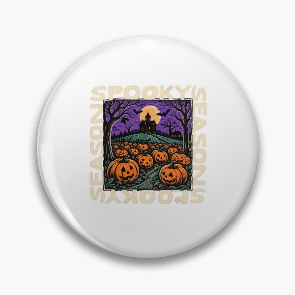 Item preview, Spooky Season Vintage Pumpkin Patch Haunted House Halloween Art designed and sold by LiverEver.