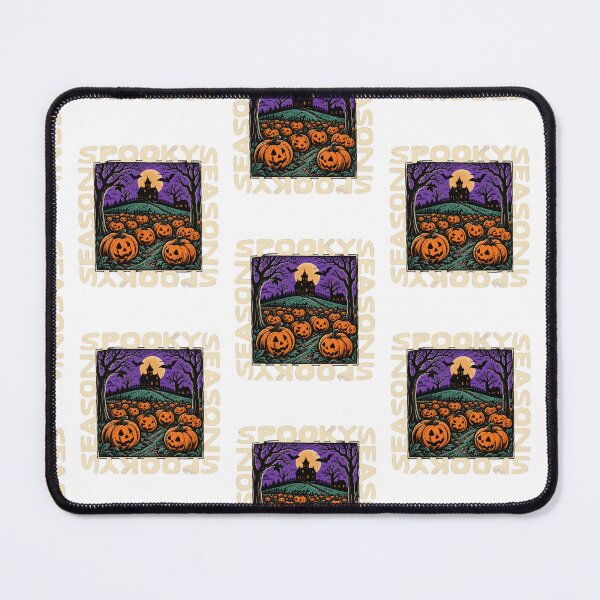 Item preview, Spooky Season Vintage Pumpkin Patch Haunted House Halloween Art designed and sold by LiverEver.