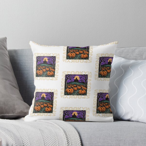 Item preview, Spooky Season Vintage Pumpkin Patch Haunted House Halloween Art designed and sold by LiverEver.