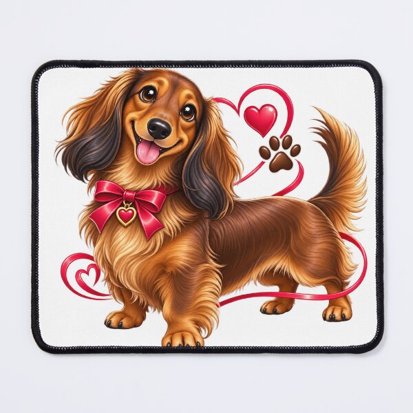 Item preview, Long Haired Dachshund Love designed and sold by syotos-ai.