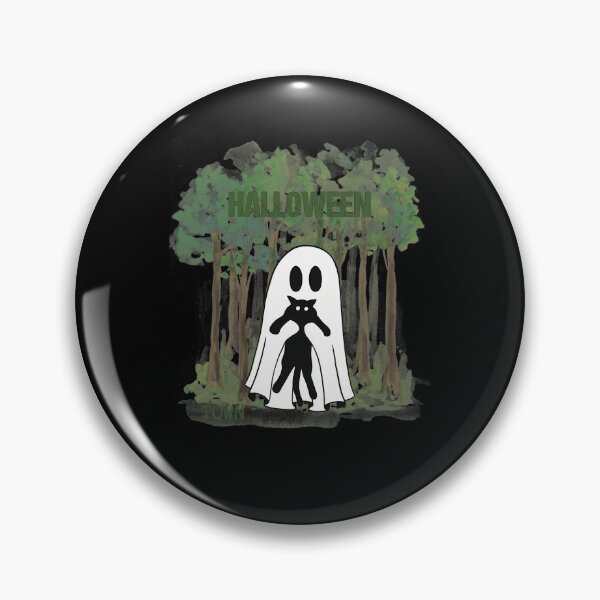 Item preview, Cute Watercolor Ghost Holding Black Cat Forest designed and sold by RubyPJackson.