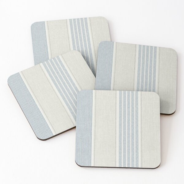 Item preview, Linen Stripe Pattern in Blue and Cream designed and sold by Mindful Wall Art Studio.