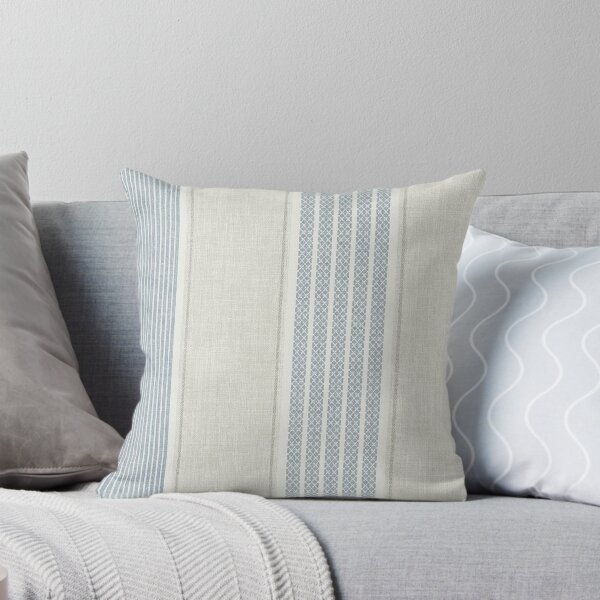 Item preview, Linen Stripe Pattern in Blue and Cream designed and sold by Mindful Wall Art Studio.