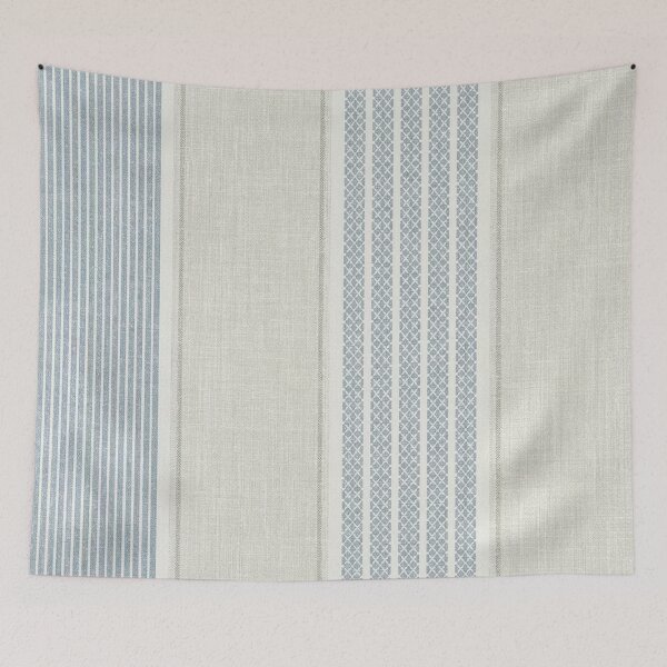 Item preview, Linen Stripe Pattern in Blue and Cream designed and sold by Mindful Wall Art Studio.