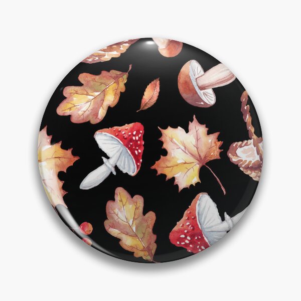 Item preview, Dark Cottagecore Mushroom Foraging Basket Autumn Watercolor Pattern designed and sold by FestivityFinds.