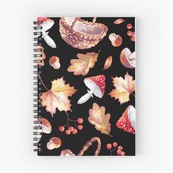 Item preview, Dark Cottagecore Mushroom Foraging Basket Autumn Watercolor Pattern designed and sold by FestivityFinds.