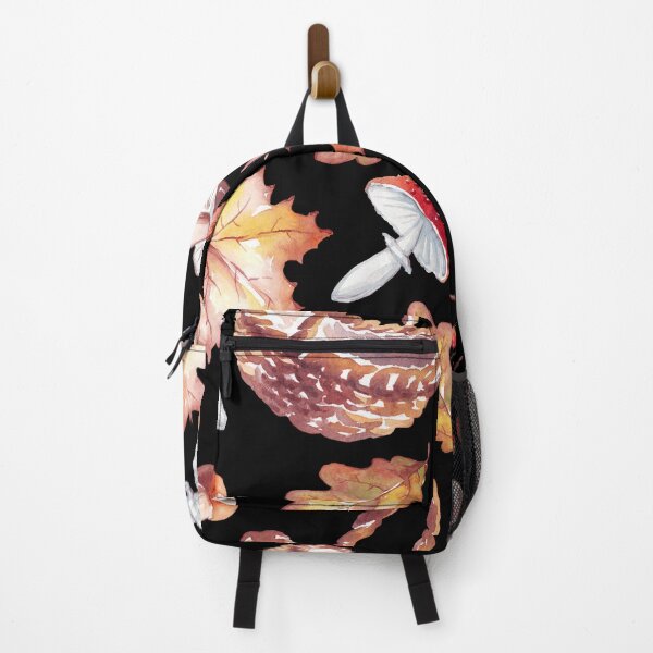 Item preview, Dark Cottagecore Mushroom Foraging Basket Autumn Watercolor Pattern designed and sold by FestivityFinds.