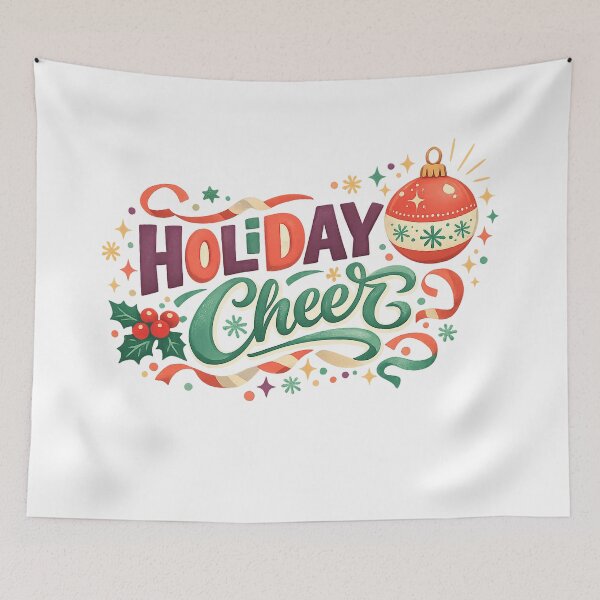 Item preview, Holiday Cheer Retro Christmas Typography Ornament Festive Holiday Art designed and sold by inkoutninja.