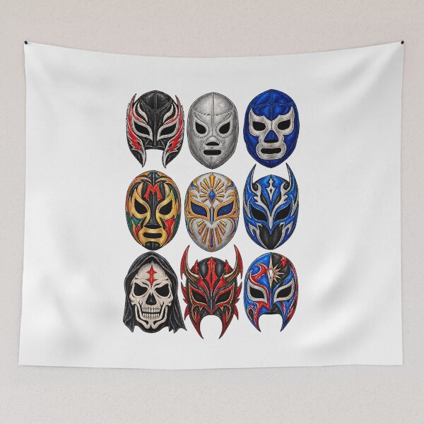 Item preview, Mexican Lucha Libre Masks Collection Mexican Wrestling Luchador Grid Art designed and sold by ParkerDuerson.