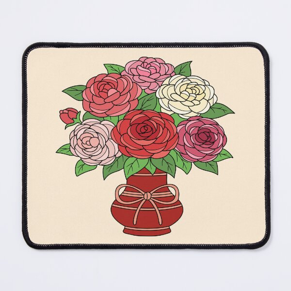 Item preview, Camellia Flower Bouquet Inside a Decorative Red Ceramic Vase designed and sold by RS4you.