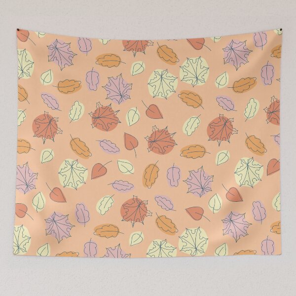 Item preview, Aesthetic Pastel Maple Leaf Line Art Autumn Pattern designed and sold by FestivityFinds.