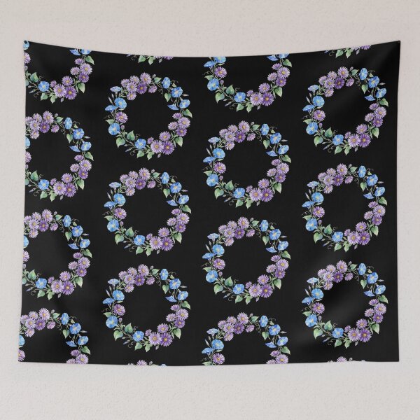 Item preview, Watercolor Blue And Purple Floral Wreath Botanical Art designed and sold by bvdesignart.