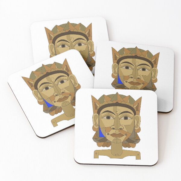 Item preview, Abstract Geometric Golden Deity Mask – Modern Cubist Tribal Art designed and sold by cannsuh.