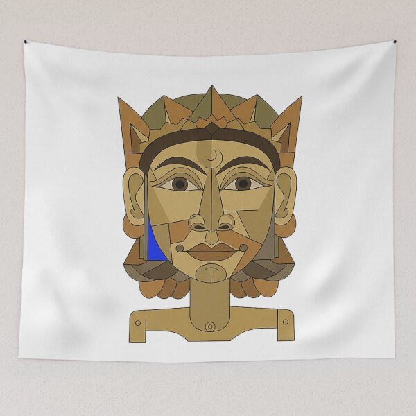 Item preview, Abstract Geometric Golden Deity Mask – Modern Cubist Tribal Art designed and sold by cannsuh.
