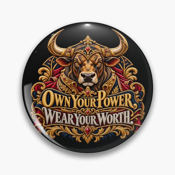 Item preview, Bull Motivation Quote – Own Your Power, Wear Your Worth Embroidered Crest designed and sold by Emoji Emblems.