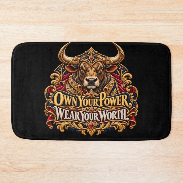 Item preview, Bull Motivation Quote – Own Your Power, Wear Your Worth Embroidered Crest designed and sold by Emoji Emblems.