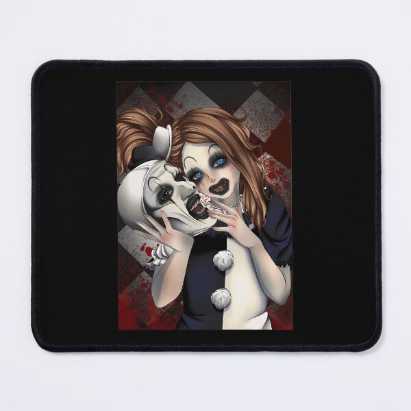 Item preview, Dark Carnival Clown Girl Holding Scary Mask designed and sold by RubyPJackson.
