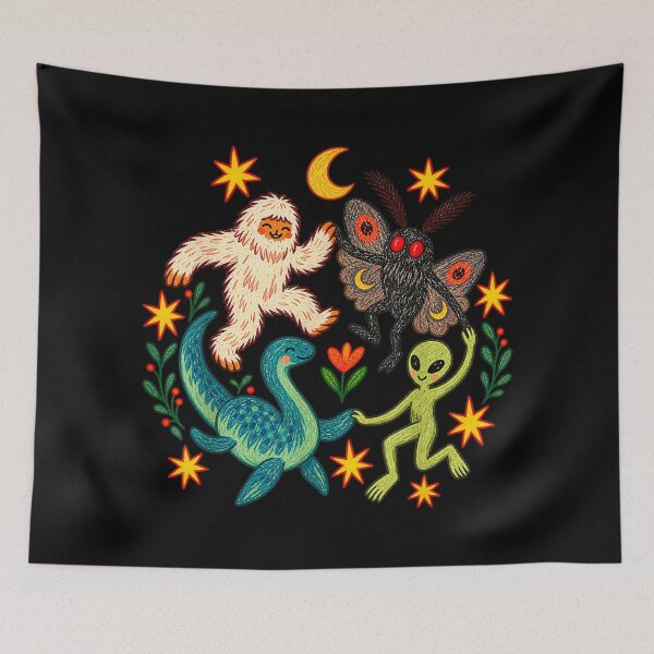 Item preview, Funny Dancing Cryptids Bigfoot Mothman Alien Halloween designed and sold by YubitaLeLe.
