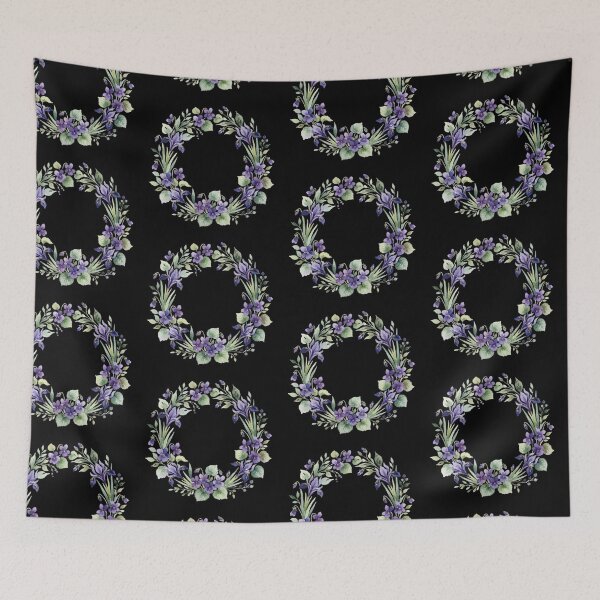 Item preview, Watercolor Purple Violet Floral Wreath Botanical Art designed and sold by bvdesignart.