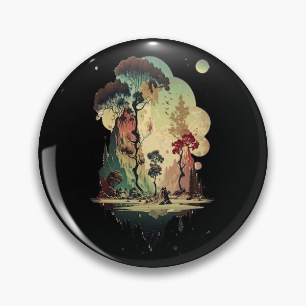 Item preview, Surreal Floating Island Forest Mountain Nature Painting designed and sold by jargolamo.