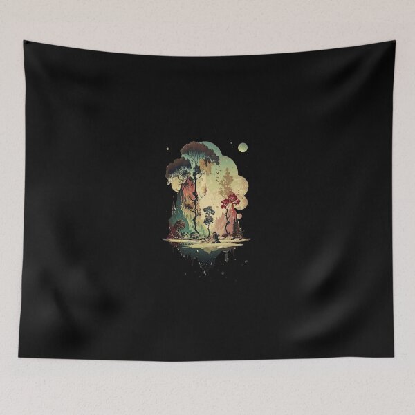 Item preview, Surreal Floating Island Forest Mountain Nature Painting designed and sold by jargolamo.