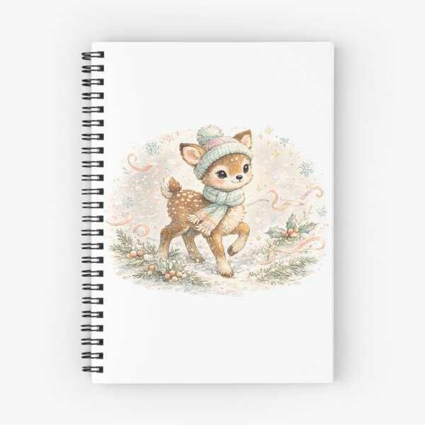 Item preview, Cute Winter Fawn Christmas Deer Watercolor Snowy Woodland Holiday Art designed and sold by inkoutninja.