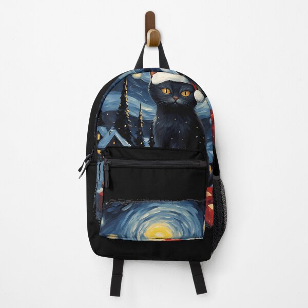 Item preview, Christmas Black Cat Starry Night Winter Landscape designed and sold by LuellaCFincher.
