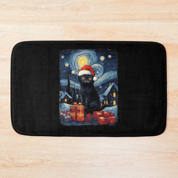 Item preview, Christmas Black Cat Starry Night Winter Landscape designed and sold by LuellaCFincher.