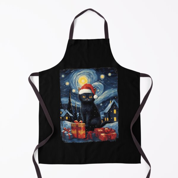 Item preview, Christmas Black Cat Starry Night Winter Landscape designed and sold by LuellaCFincher.
