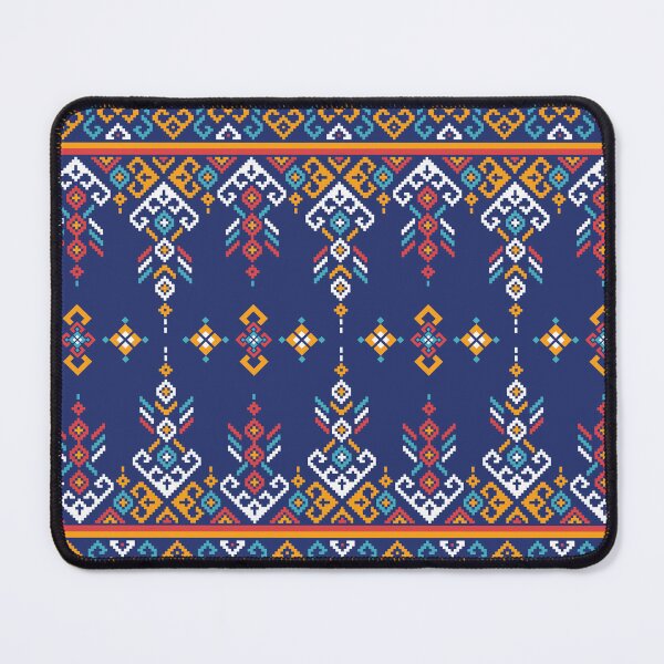 Item preview, Blue Thai Hill Tribe Textile Border Seamless Pattern designed and sold by PowerAntShop.