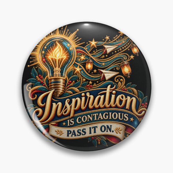 Item preview, Inspiration Quote Light Bulb – Inspiration Is Contagious, Pass It On Embroidered Design designed and sold by Emoji Emblems.