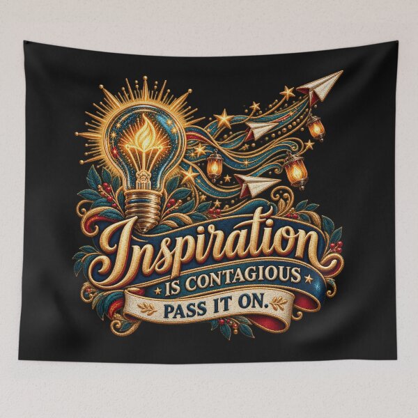 Item preview, Inspiration Quote Light Bulb – Inspiration Is Contagious, Pass It On Embroidered Design designed and sold by Emoji Emblems.