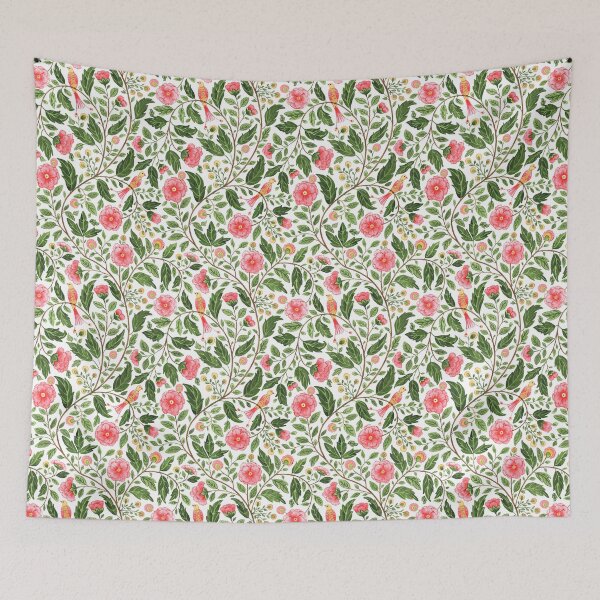 Item preview, Cottagecore Birds and Flowers Botanical Pattern designed and sold by GabrielleStudio.