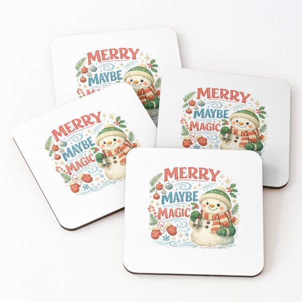Item preview, Merry Maybe Magic Cute Snowman Christmas Humor Retro Holiday Art designed and sold by inkoutninja.