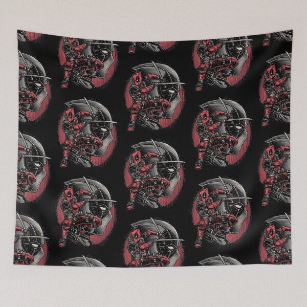 Item preview, Red Ninja Mercenary Dual Katana Swords Masked Assassin Comic Art designed and sold by Machomanshop.