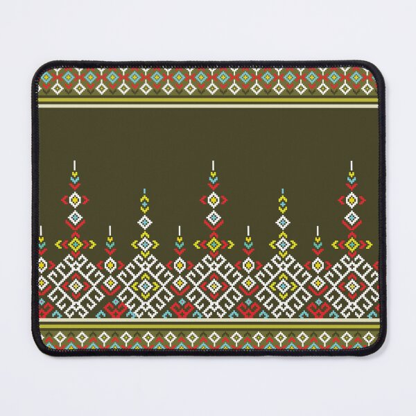 Item preview, Olive Green Tribal Textile Border Seamless Pattern designed and sold by PowerAntShop.