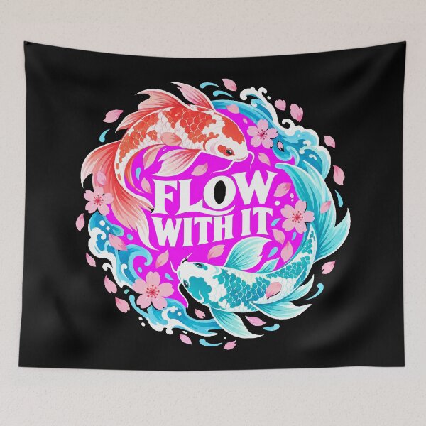 Item preview, Japanese Culture Koi Sakura Flow Japanese Fish Wave Art designed and sold by Uglyandcute.