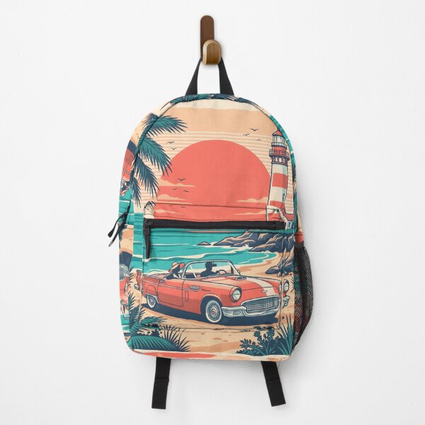 Item preview, Vintage Red Classic Car by the Sea with Lighthouse – Retro Coastal Drive Design designed and sold by Sea Gem.