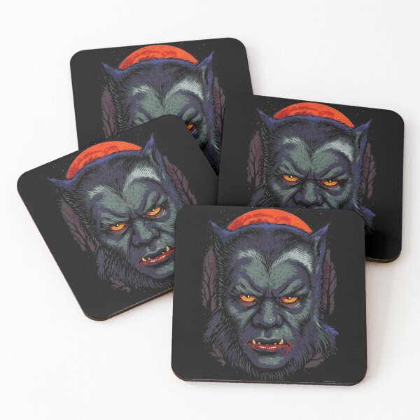 Item preview, Red Blood Moon Werewolf Wolfman Linocut Art designed and sold by LuellaCFincher.