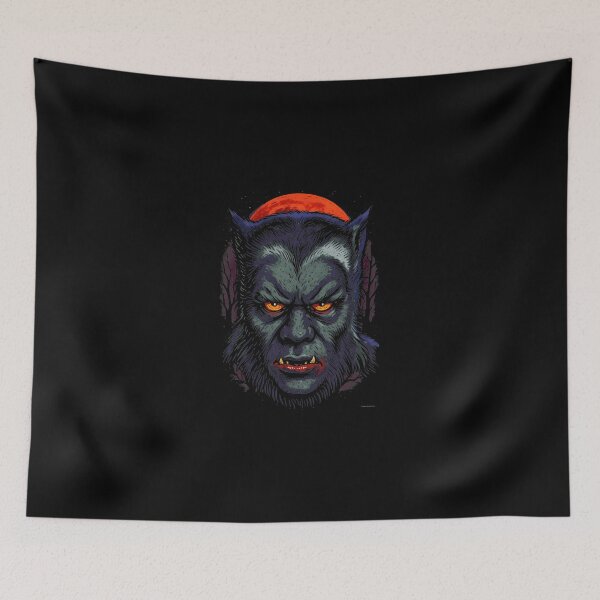 Item preview, Red Blood Moon Werewolf Wolfman Linocut Art designed and sold by LuellaCFincher.