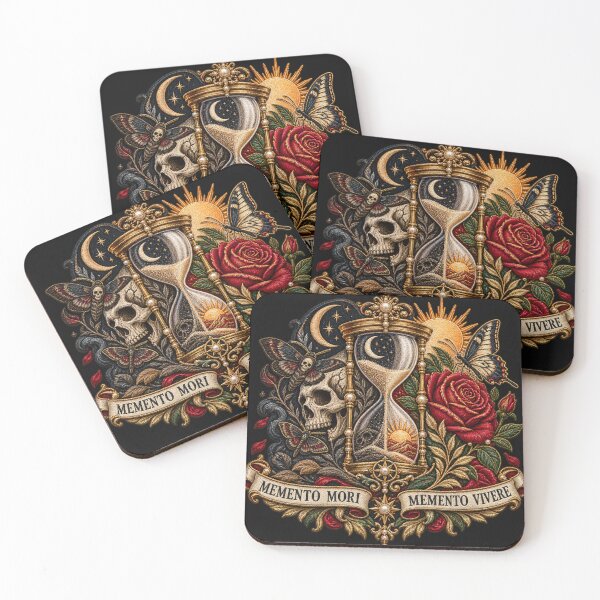 Item preview, Memento Mori Memento Vivere Embroidered Skull & Hourglass Gothic Design designed and sold by Emoji Emblems.