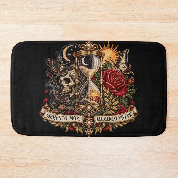 Item preview, Memento Mori Memento Vivere Embroidered Skull & Hourglass Gothic Design designed and sold by Emoji Emblems.