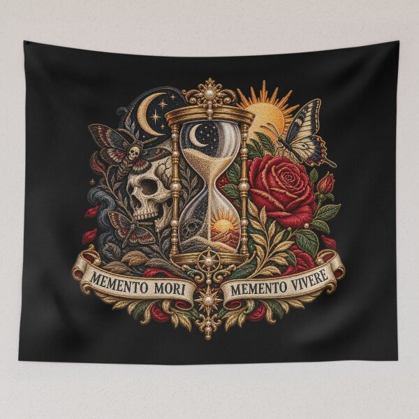 Item preview, Memento Mori Memento Vivere Embroidered Skull & Hourglass Gothic Design designed and sold by Emoji Emblems.