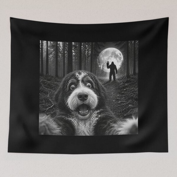 Item preview, Bernedoodle Selfie Bigfoot Peace Sign Doodle Dog Sasquatch designed and sold by YubitaLeLe.