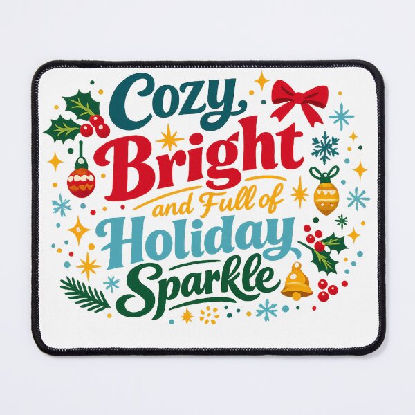 Item preview, Cozy Bright and Full of Holiday Sparkle Retro Christmas Typography Art designed and sold by inkoutninja.