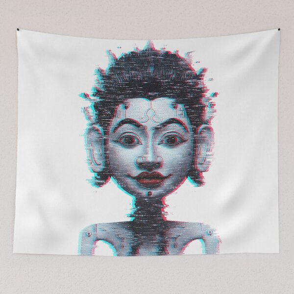 Item preview, Glitch Art Tribal Deity – Cyberpunk Ancient Statue Digital Art designed and sold by cannsuh.