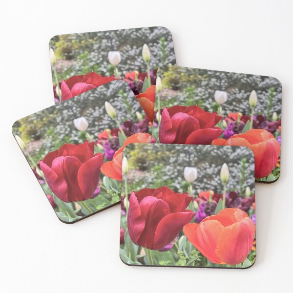 Item preview, Red and Orange Tulips in a Colourful Spring Garden designed and sold by Be Captured by Brittany Emma.