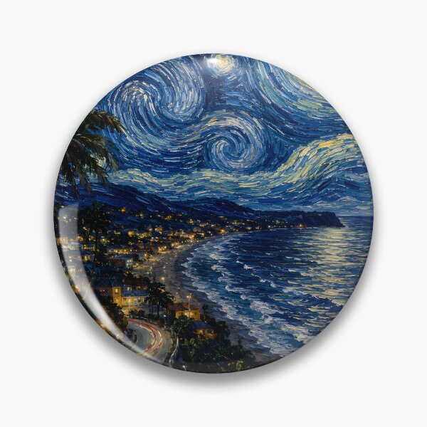 Item preview, Tropical Starry Night Coastal Bay Impressionist Art designed and sold by GutyzDesignsES.