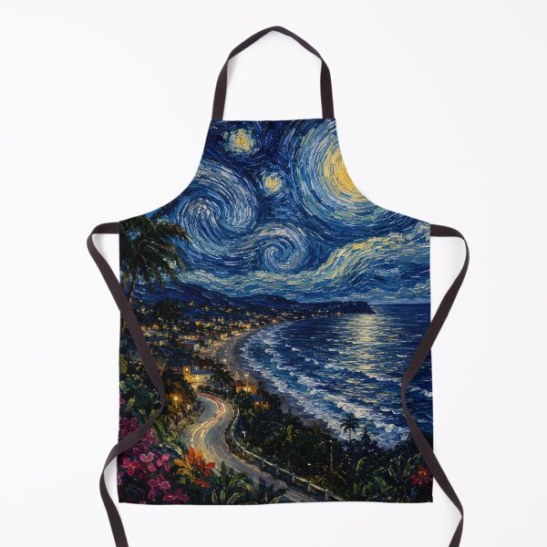Item preview, Tropical Starry Night Coastal Bay Impressionist Art designed and sold by GutyzDesignsES.