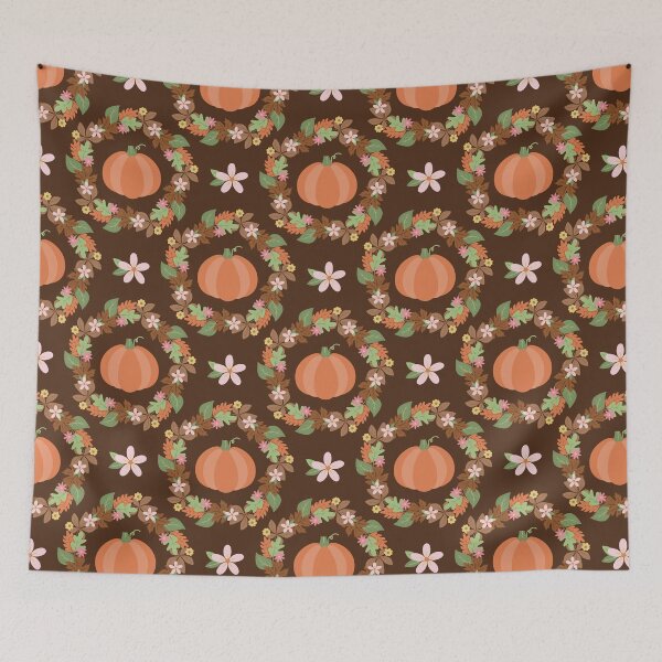 Item preview, Cottagecore Autumn Pumpkin Wreath Floral Fall Pattern designed and sold by FestivityFinds.